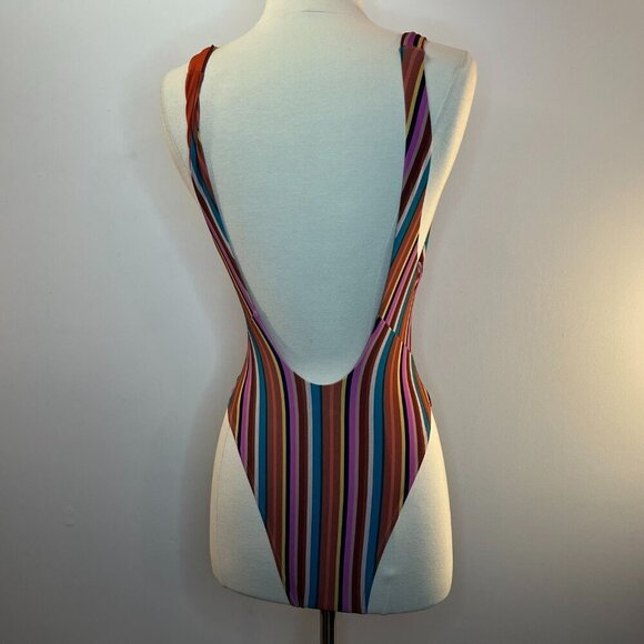 Striped Multicolor One Piece Swimsuit - Picture 3 of 4